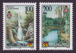 Bosnia Serbia 2001 Europa CEPT Waters Nature Waterfall Tree, Set From Mini Sheet MNH - Bosnia Erzegovina