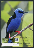 COSTA RICA (2021) Carte Maximum Card ATM - Mielero Patirrojo (Cyanerpes Cyaneus) - Red-legged Honeycreeper, Colibrí - Costa Rica