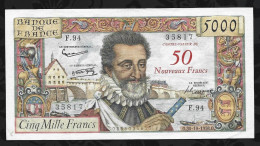 BILLET DE 5000 FRANCS HENRI IV . CONTRE VALEUR DE 50 NOUVEAUX FRANCS . - 1955-1959 Surchargés En Nouveaux Francs