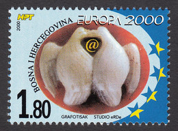 Bosnia Croatia 2000 Europa CEPT Birds Pigeons Fauna, MNH - Bosnia Herzegovina