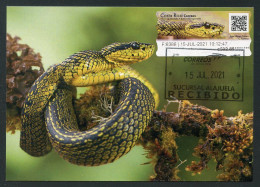 COSTA RICA (2021) Carte Maximum Card ATM - Víbora Montaña (Bothriechis Nigroviridis) Speckled Palm Viper Serpiente Snake - Costa Rica