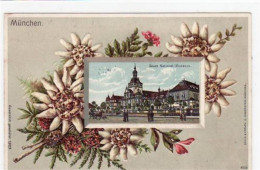 39044107 - Muenchen, Lithographie Mit National-Museum Und Edelweis Gelaufen Von 1902. Gute Erhaltung. - Muenchen