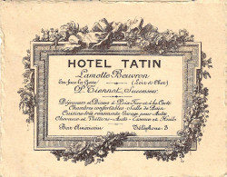Carte Publicitaire HOTEL TATIN - LAMOTTE-BEUVRON ( L&C) P.TIENNOT Successeur - Décor ART NOUVEAU Lithographié - Publicités