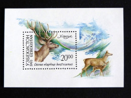 OUZBEKISTAN UZBEKISTAN YT BF BLOC FEUILLET 1 ** MNH - CERF DEER STAG - Oezbekistan