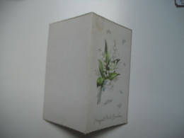 CARTE DOUBLE EN COULEUR FETES VOEUX. MUGUET PORTE BONHEUR N°13 733 EN RELIEF /////////BE - Sonstige & Ohne Zuordnung