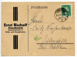 Germany 1927 Postcard; Osnabrück - Ernst Bischoff, Strick Und Strumpfwaren To Ostenfelde; 5pf. Friedrich Von Schiller - Storia Postale