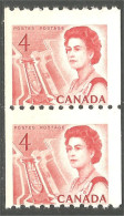 951 Canada 1967 #467 Queen Elizabeth Karsh Issue 4c Red Rouge Roulette Coil PAIR MNH ** Neuf SC (466b) - Koniklijke Families