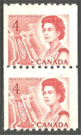 951 Canada 1967 #467 Queen Elizabeth Karsh Issue 4c Red Rouge Roulette Coil PAIR MNH ** Neuf SC (466a) - Nuevos