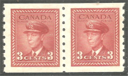 951 Canada 1942 #264 Roi King George VI 3c Carmine War Issue Roulette Coil PAIR MH * Neuf (454) - Nuovi