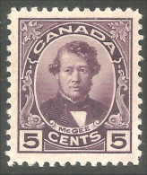 951 Canada 1927 #146 Thomas D'Arcy McGee 5c Violet MH * Neuf F-VF (422) - Ongebruikt