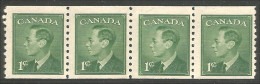 951 Canada 1950 #297 King George VI 1c Strip Of 4 Stamps **/*/*/** (405) - Nuevos