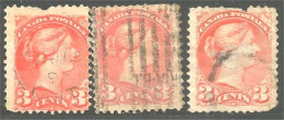 951 Canada 1870 Queen Victoria 3c Orange 3 Colors (348) - Gebraucht