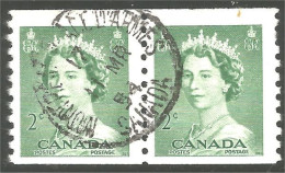 951 Canada 1953 Queen Elizabeth Karsh Portrait 2c Green Roulette Coil TB-VF (366) - Usados