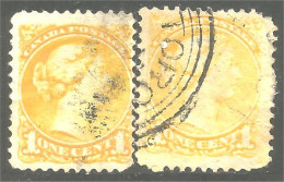 951 Canada 1870 Queen Victoria 1c Yellow Jaune 2 Colors (347) - Gebraucht