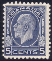 951 Canada George V Medallion 5c Blue MLH * Neuf CH (263) - Nuevos