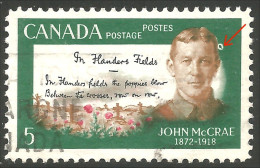 951 Canada 1968 John McCrae WWI Flanders Fields Flandres PRINTING ERROR (338) - Prima Guerra Mondiale