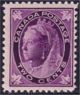 951 Canada 1897 Victoria 2c Violet Maple Feuille MNH ** Neuf SC (221) - Familias Reales