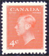 951 Canada 1951 George VI POSTES-POSTAGE 4c Orange MNH ** Neuf SC (173) - Case Reali