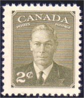 951 Canada 1951 George VI POSTES-POSTAGE 2c Vert Olive Green MNH ** Neuf SC (170) - Case Reali