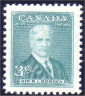 951 Canada 1951 Sir Robert Borden MNH ** Neuf SC (167a) - Neufs