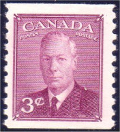 951 Canada 1950 George VI POSTES-POSTAGE 3c Rose Violet Coil Roulette MH * Neuf (165) - Neufs