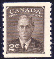 951 Canada 1950 George VI POSTES-POSTAGE 2c Sepia Coil Roulette MNH ** Neuf SC (164) - Neufs