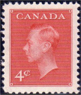 951 Canada 1950 George VI POSTES-POSTAGE Omitted 4c Carmine MNH ** Neuf SC (155) - Familles Royales