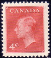 951 Canada 1950 George VI POSTES-POSTAGE Omitted 4c Carmine MNH ** Neuf SC (153) - Nuovi