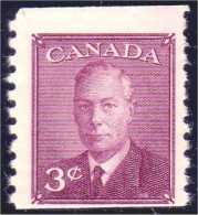 951 Canada 1949 George VI POSTES-POSTAGE Omitted 3c Rose Violet Coil Roulette MNH ** Neuf SC (159) - Unused Stamps