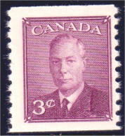 951 Canada 1949 George VI POSTES-POSTAGE Omitted 3c Rose Violet Coil Roulette MNH ** Neuf SC (160) - Familias Reales