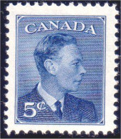 951 Canada 1950 George VI POSTES-POSTAGE Omitted 5c Bleu Blue MNH ** Neuf SC (157) - Familles Royales