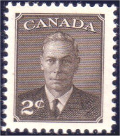 951 Canada 1950 George VI POSTES-POSTAGE Omitted 2c Sepia MNH ** Neuf SC (151a) - Neufs
