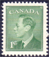 951 Canada 1950 George VI POSTES-POSTAGE Omitted 1c Green Vert MNH ** Neuf SC (150b) - Familias Reales