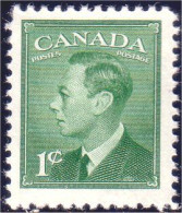 951 Canada 1949 George VI POSTES-POSTAGE 1c Green Vert MNH ** Neuf SC (144) - Case Reali