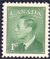 951 Canada 1949 George VI POSTES-POSTAGE 1c Green Vert MNH ** Neuf SC (143) - Ungebraucht