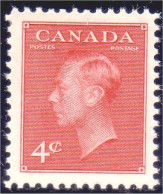 951 Canada 1949 George VI POSTES-POSTAGE 4c Carmine MNH ** Neuf SC (148a) - Ungebraucht