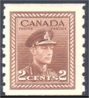 951 Canada 1942 George VI War Issue 2c Brun Brown Coil Roulette Perf 8 MNH ** Neuf SC (131) - Nuovi