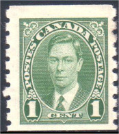 951 Canada 1937 George VI Mufti Issue 1c Vert Green Coil Roulette MNH ** Neuf SC (118) - Ungebraucht