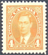 951 Canada 1937 George VI Mufti Issue 4c Yellow Jaune MH * Neuf (113) - Neufs