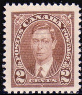 951 Canada 1937 George VI Mufti Issue 2c Brown Brun MNH ** Neuf SC (6) - Royalties, Royals