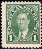 951 Canada 1937 George VI Mufti Issue 1c Vert Green MNH ** Neuf SC (4) - Royalties, Royals