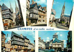 29 - Quimper - Multivues - Les Vieilles Maisons - Automobiles - Flamme Postale - Voir Scans Recto Verso  - Quimper