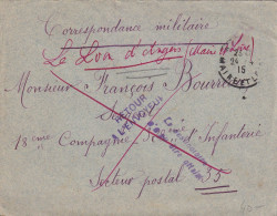 LETTRE. 1915. Mlle L'INSTITUTRICE DE LION D'ANGERS POUR SECTEUR POSTAL  35. N'A PU ETRE ATTEINT ET RETOUR         /  2 - Oorlog 1914-18