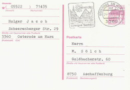 GERMANY. POSTAL STATIONERY. POSTMARK OSTERODE AM HARZ. 1989 - Cartes Postales - Oblitérées