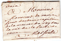 1733  MARQUE MANUSCRITE " D'AIX " Envoyée à MARSEILLE - Altri & Non Classificati