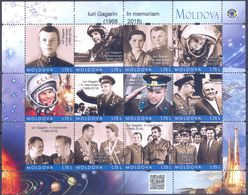 2018. Moldova, Space, Y. Gagarin, In Memorium(1968-2018), Set Of 12v In Sheetlet, Mint/** - Moldawien (Moldau)