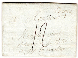 1790  Lettre Marque Manuscrite " DIGNE "  Envoyée De MEZEL à GAP - Andere & Zonder Classificatie