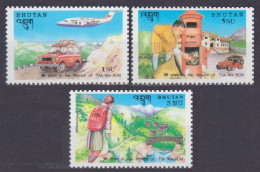 1992 Bhutan 1475-1477 30th Anniversary Of The Postal Service - WPV (Weltpostverein)