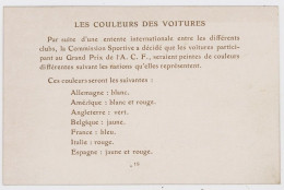 AUTOMOBILES - GRAND PRIX DE L A.C.F. LA COMMISSION SPORTIVE DECIDE QUE LES VOITURES SERAIENT PEINTES DE COULEURS .... - Autres & Non Classés