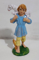 66111 Pastorello Presepe - Statuina In Plastica - Uomo Con Pecora - Kerstkribben